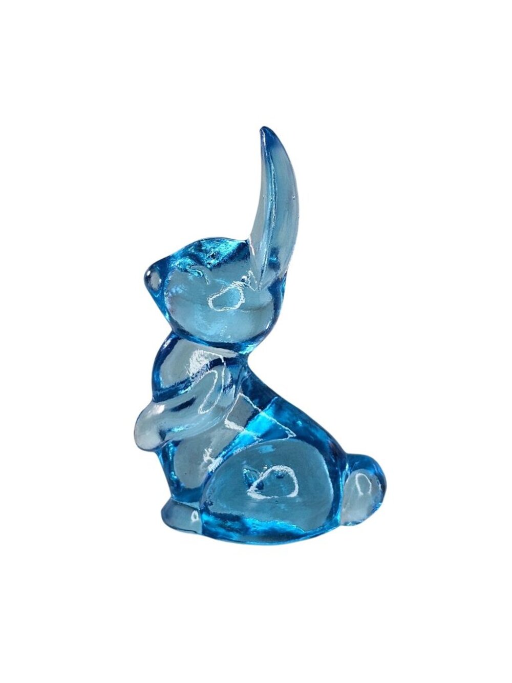 Vintage Viking Art Glass Miniature Blue Glass Bunny Rabbit Figurine Figure